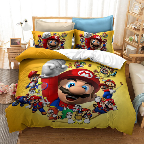 Juego De Cama Con Funda De Edredón De Super Mario