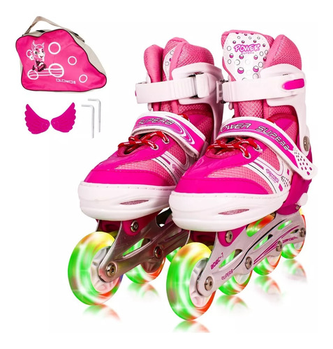 Profesionales Patines En Linea Ajustables Niña  Luces Led