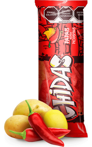 20 Bolsas De Papas Fritas Chidas Sabor Picositas De 60 G C/u