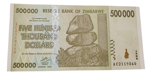 Zimbabwe Billete 500 Mil Dolares 2008 Sin Circular Unc