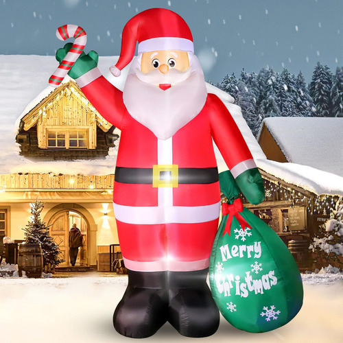 Decoración Inflable Navidad 6 Pies Papá Noel Luces Led