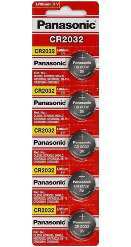 Pila Panasonic CR2032 Botón - pack de 5 unidades