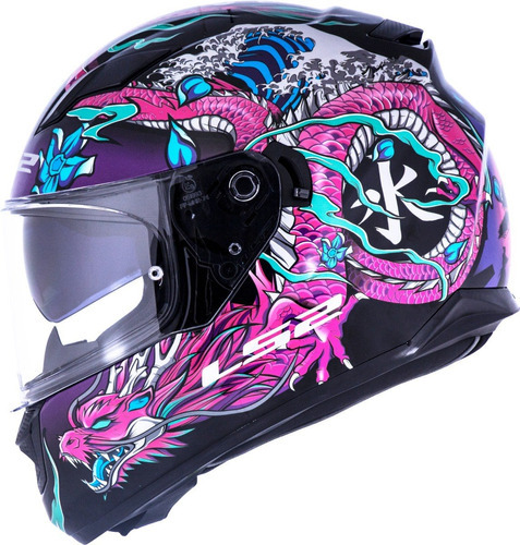 Capacete Ls2 Com Óculos Interno Stream Ff320 Warrior Tamanho Do Capacete 54/xs Cor Rosa