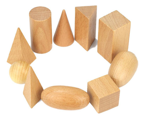 10pcs Bloques De Geométricos Sólids Montessori Juguetes