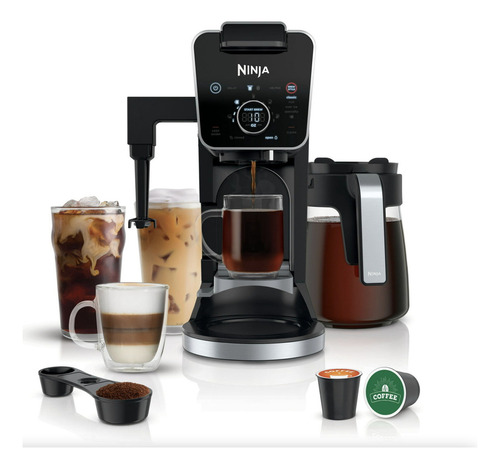 Coffee Maker Ninja Dualbrew Cfp300, Cafetera Pro De 12 Tazas, Cápsulas De Una Sola Reserva Y Molidos, 4 Estilos De Preparación, Espumador Plegable Integrado, Jarra De Depósito De Agua