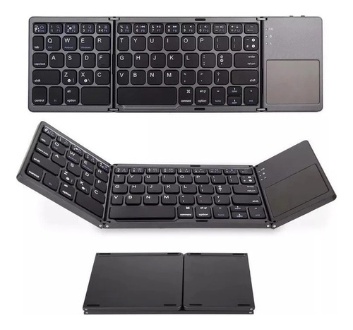 Teclado Inalámbrico Con Bluetooth Triple Plegable, Color Neg