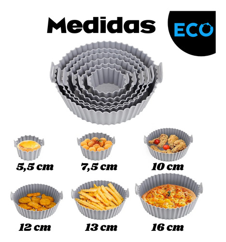 Set 6 Moldes Bandeja Antiadherente Freidora De Aire Lavables Surtido