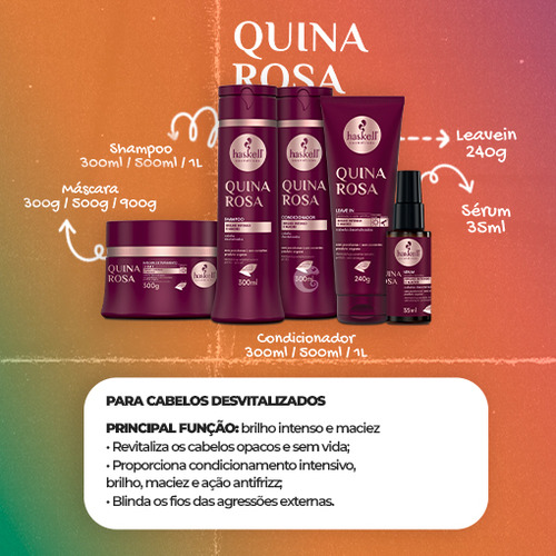 Máscara Haskell Quina Rosa Hidratação - 300g