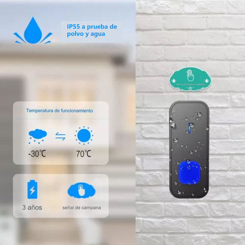 Timbre Inalámbrico Aomux Impermeable Ip55 Con Led, 1
