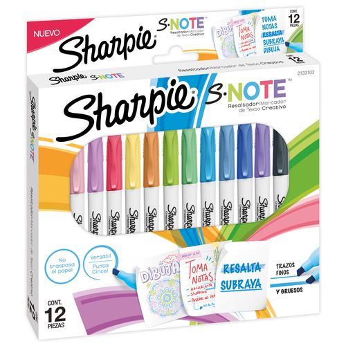 Destacador Sharpie Note Blister X12 Pastel