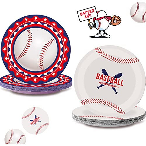 Gersoniel 40 Pcs Sport Paper Plates Football Baseball Soccer