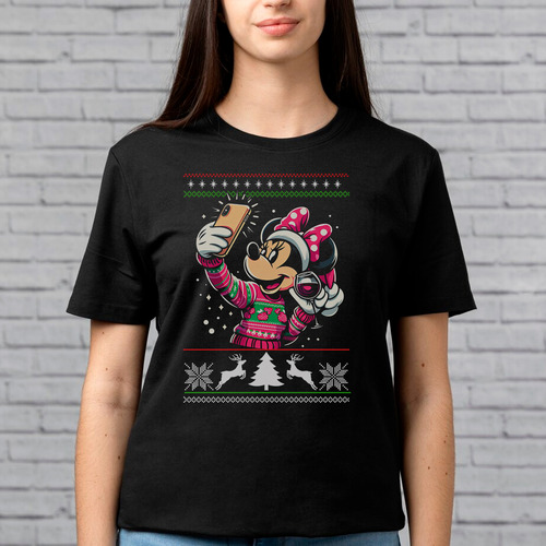 Playera Unisex De Minnie Mouse Navidad