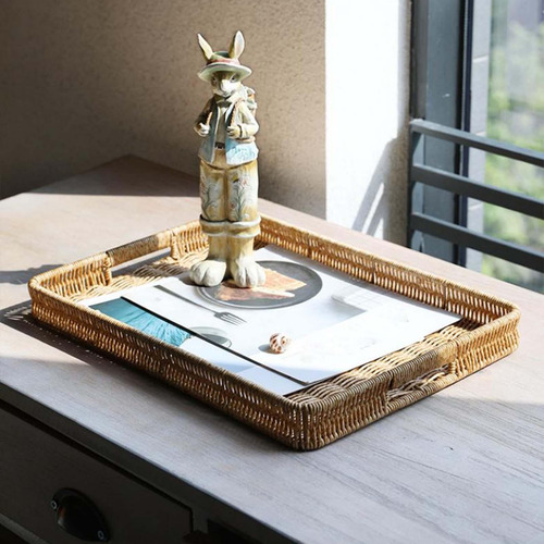 Bandeja Decorativa Tejida De Imitación De 40cmx30cmx4.5cm