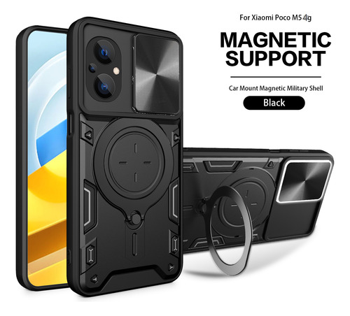 Funda Para Poco M5 Jiashang Uso Rudo Anillo + Tapa Camara Negro Jiashang