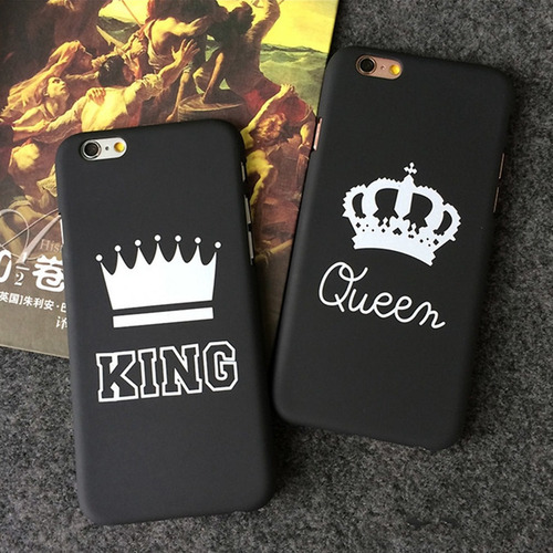 Moda King Queen Lovers Telefone Móvel Pc Scrub Capa Su