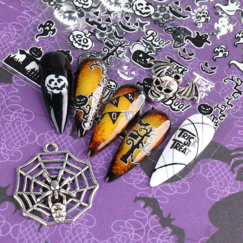 Adesivos Autoadesivos H Nail Luminous Halloween Spider Skul