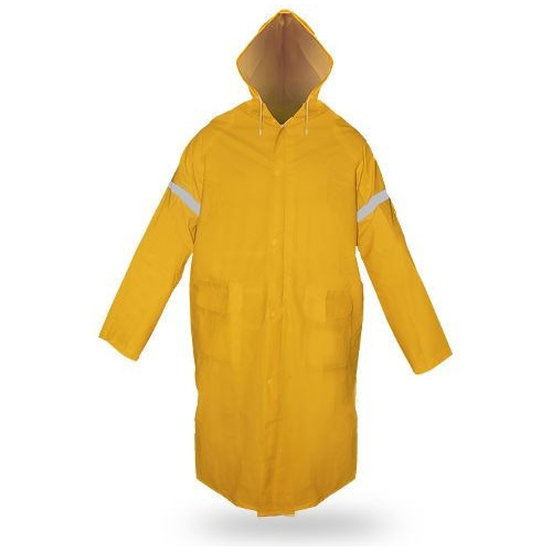 Impermeable Largo Tipo Gabardina Con Capucha Y Reflejantes  