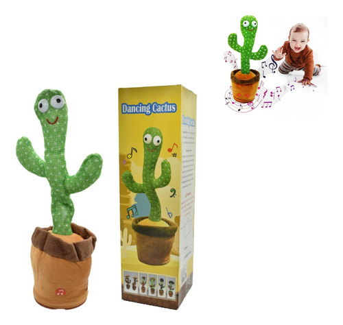 Cactus Bailarin Imitador De Voz Con Luz Y Sonido Recargable 