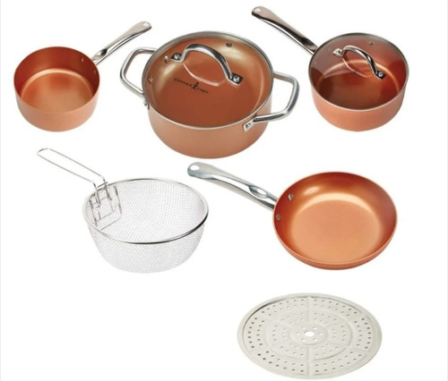 Set Sarten Ollas 9 Piezas Migas Cobre