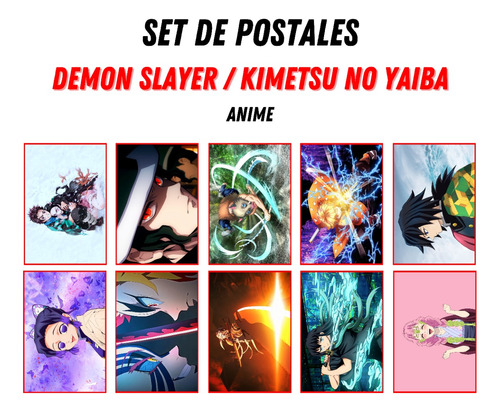 Set De 10 Postales - Demon Slayer / Kimetsu No Yaiba