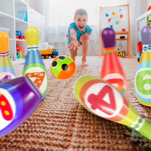 Toyvelt Kids Bowling Set - With 10 Bowling Pins & 2 Balls -