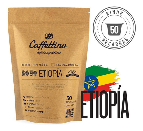 Imagen 1 de 9 de ¼kg Café De Especialidad Etiopía P/nespresso (50 Usos)