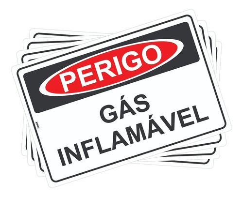 Kit C\5 Placas Aviso Perigo Gás Glp Industrial Botijão Ps 