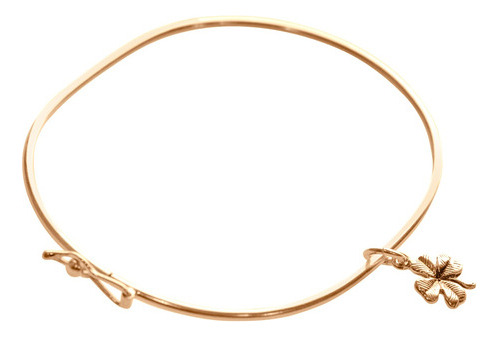 Pulseira Bracelete Rígido Prata 925 Dourada 18k- Trevo Sorte