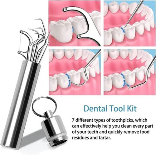Kit De Hilo Dental Portátil De 2 Piezas Y Kit De Limpieza De
