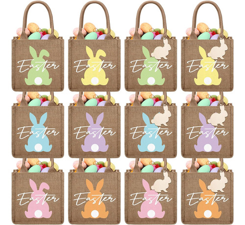 12 Bolsas De Arpillera De Pascua, Bolsa De Yute De Lino De C