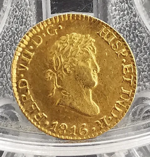 Moneda de Oro Mexicana Medio Escudo Fernando VII 1816