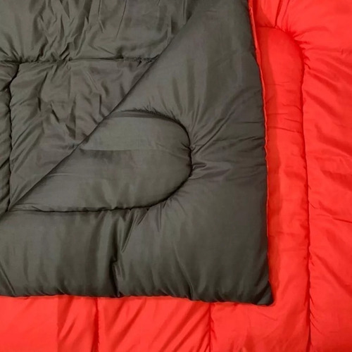 Acolchado 2 Plaza Y Media Reversible 2 Tonos 220x230 Premium Rojo Y Negro Lisa