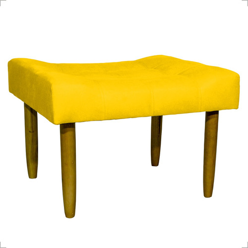 Puff Decorativo Retangular Requinte Pé Palito Suede Cores Cor Amarelo