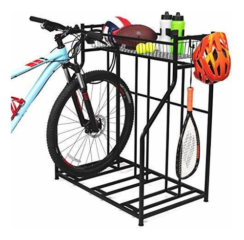 Birdrock Home 3 Bike Stand Rack With Storage  Metal Floor B