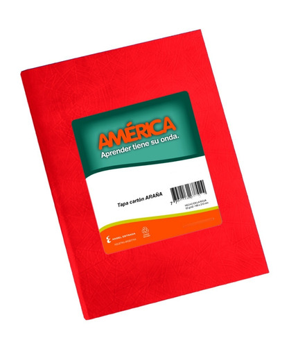 Cuaderno Forrado Tapa Dura America 16x21 X42h Cuadro Rojo