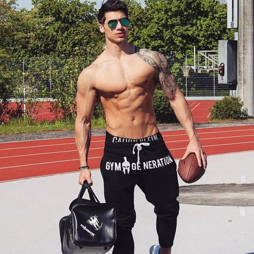 Pantalones Deportivos Negros Para Hombre Con Estampado De Al