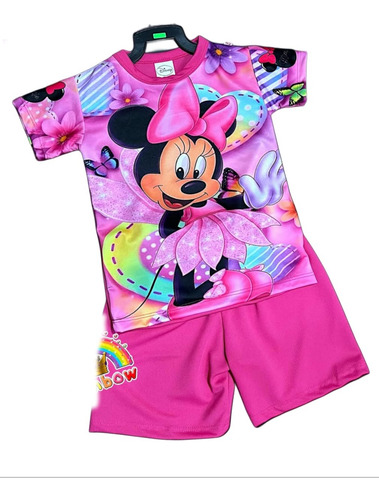 Conjunto Playera Y Short De Minnie Mouse Vacaciones Fucsia M