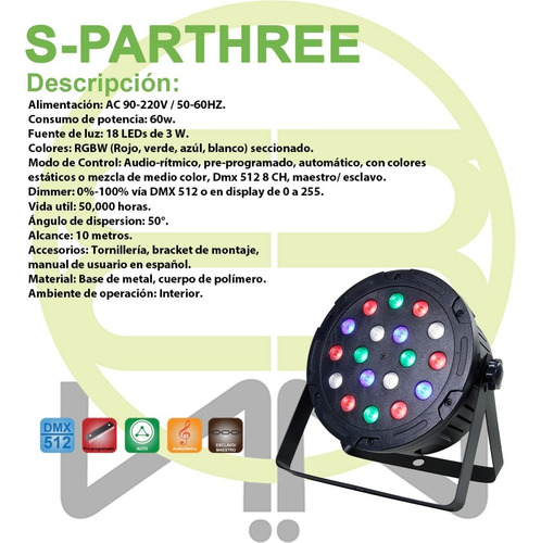 Imagen 2 de 5 de Cañon Reflector Led Schalter Modelo S-parthree 18x3w Rgbw