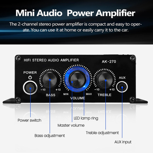 Amplificador De Audio Bocinas Aux De 3,5 Mm Para Pared De