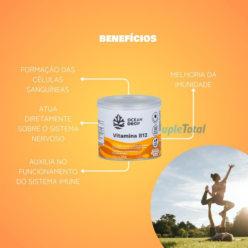 Vitamina B12 Ocean Drop Dose Certa Metilcobalamina Vegano