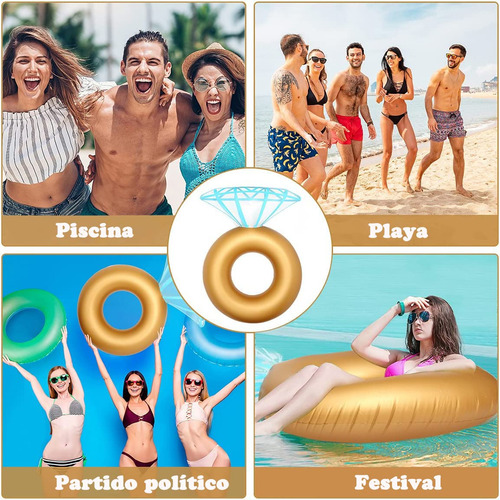 Flotador Inflable Para Alberca Anillo Salvavidas Plegable Dorado