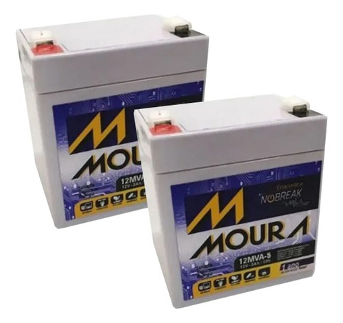 Kit 2 Un Baterias Seladas 12v 5ah Moura Vrla Agm