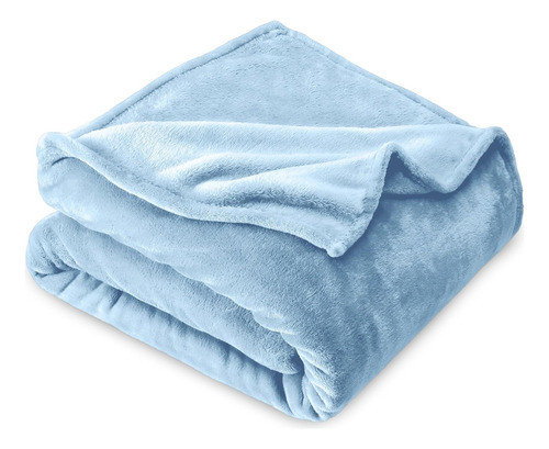 Frazada Manta Plush Flannel 240 X 190cm Térmica Ultra A Soft Celeste Liso