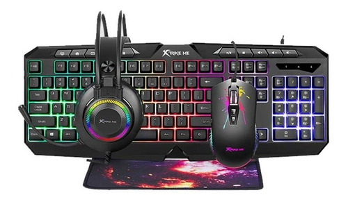 Combo Gaming X4 Teclado Mouse Pad Auris Xtrike Me Cmx-410 Color del mouse Negro Color del teclado Negro