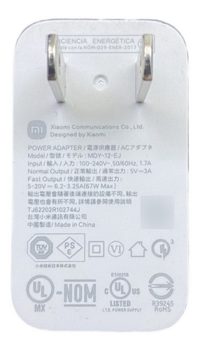 Cargador Xiaomi 67w Original Carga Rapida S/ Adaptador Redmi