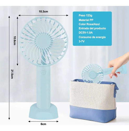 L A Mini Ventilador De Recargable Ventilado Portátil Base Y