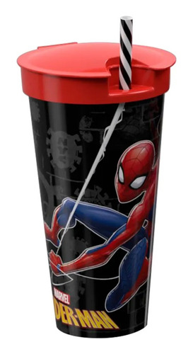 Vaso Plástico 2 En 1 Pote 220 Ml Vaso 540 Ml Spiderman Marve