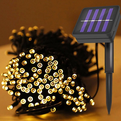 Imagen 2 de 9 de Guirnalda Luz 200 Led Solar 22m Exterior Navidad 8 Efectos