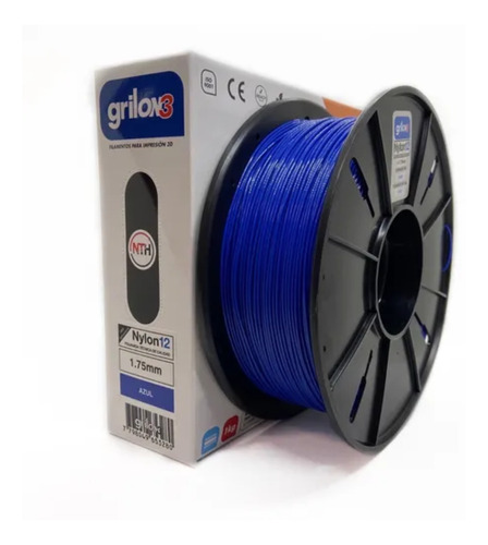 Imagen 1 de 1 de Filamento 3D Nylon 12 Grilon3 de 1.75mm y 1kg azul