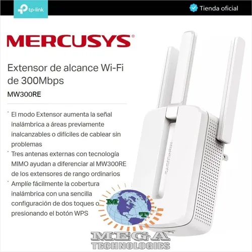 Repetidor Wifi Extensor Wireless Mercusys 300mbps 3 Antenas